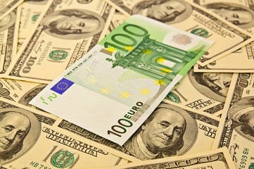 Dollars backround with euro
