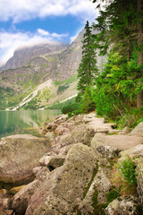 beautiful lake and mountain view, tatry poland