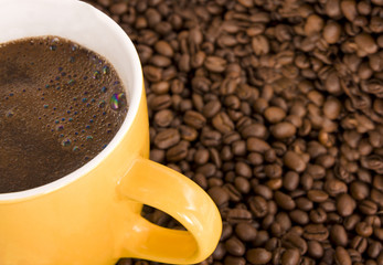 hot coffee and beans motive