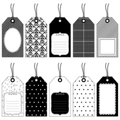 black and white tags
