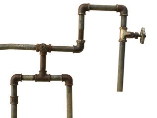 A fragment of the old water conduit consisting of pipes, fitting