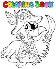 Livre de coloriage avec perroquet pirate