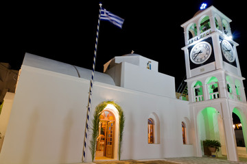 Agios Spiridon church at night, Triovasalos, Milos