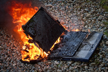 Laptop on fire