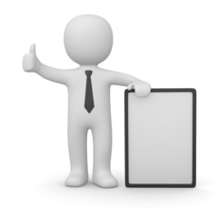 3d man with white poster