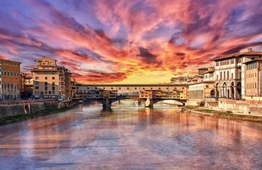 Papier Peint photo Ponte Vecchio HDR ... Coucher de soleil à Florence .... Ponte Vecchio