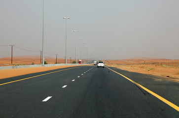 Fototapeta premium Desert Highway in Dubai, United Arab Emirates