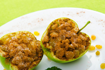 Dessert - apples stuffed with raisins