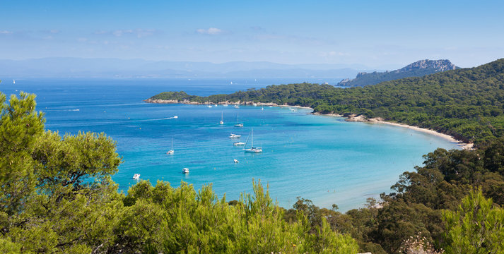 Panoramic view of Porquerolles island in France