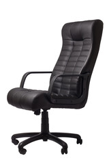 black executive leather chair on a white background