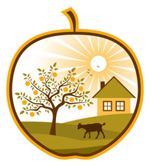 rural scene in apple