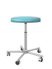 Adjustable metal mobile medical stool, 3d illustration