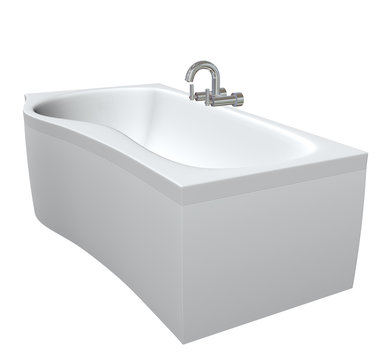Ceramic or acrylc bath tub set with chrome fixtures and faucet,