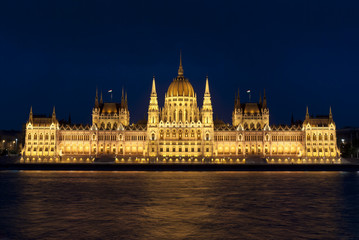 budapest parliament at night, hungary