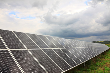 Solar Power Station in the green summer Nature