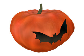 halloween pumpkin with black bat
