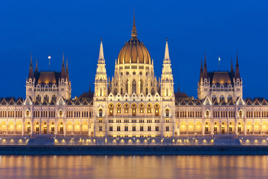 Hungarian Parliament At Night