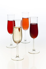 glass of champagnes on white