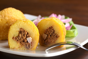Peruvian dish called Papa Rellena (Stuffed Potato)