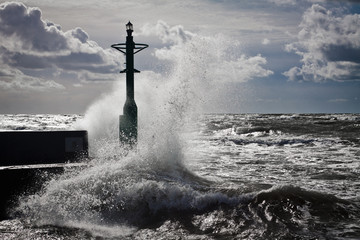 Lanterne et tempête en mer baltique