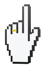 Hand-shaped cursor with wedding ring on finger
