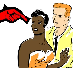 Crédence de cuisine en verre imprimé Des bandes dessinées racisme , agression contre les couples mixtes