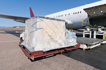 Loading cargo plane