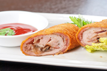 rolls from pork meat