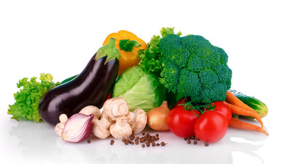 A set of fresh vegetables isolated on white