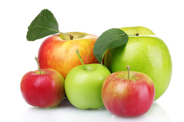Many fresh ripe apples isolated on white