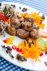 Kebab served in the plate