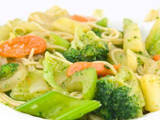 Stir Fried Vegetables and Noodles in a Light Sauce