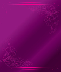 violet card with flowers and gradient