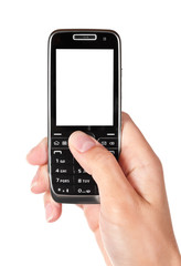 Mobile phone in woman hand