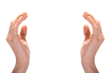 Female hands isolated over white background.