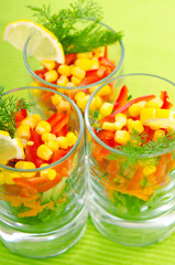 Delicious salad in the plate