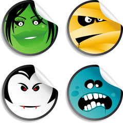Monster smileys, halloween wicked stickers