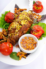 Lamb leg served in the plate