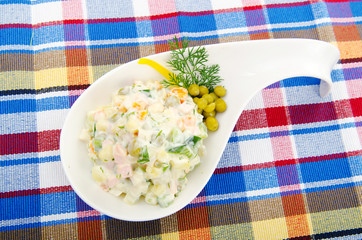 Delicious salad in the plate
