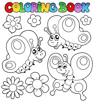 Coloring book three butterflies