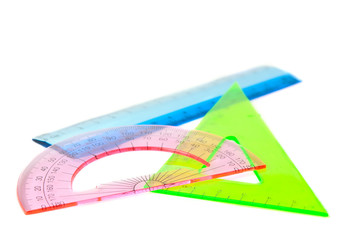 ruler, protractor, triangle
