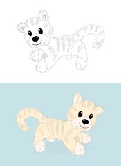 Vector cartoon kitten, or little tygr