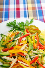 Delicious salad in the plate