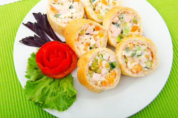 Delicious salad in the plate