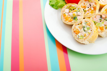 Delicious salad in the plate