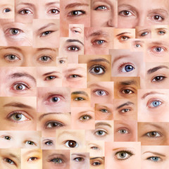 Collage aus vielen verschiedenen Augen