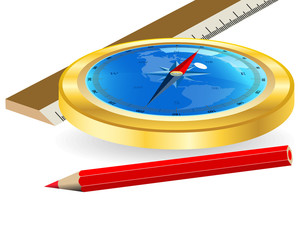 Compass and red pencil