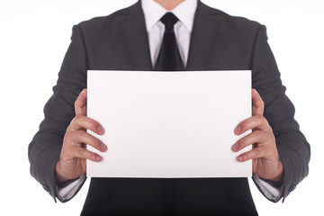 Businessman holding a piece of paper.