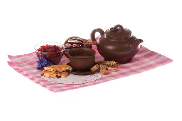 Teapot_cup of tea_biscuits_jam