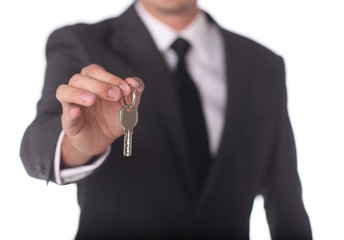 Real Estate manager holding keys.